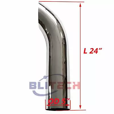 5 Inch Chrome Curved Exhaust Pipe 5  OD X 24  Inch Semi Truck Tube Tailpipe Tip • $89.90