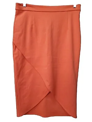 Banana Republic Orange Stretchy Criss-Cross Front Midi Side-Zip Skirt Sz 10 NWT • $29.99