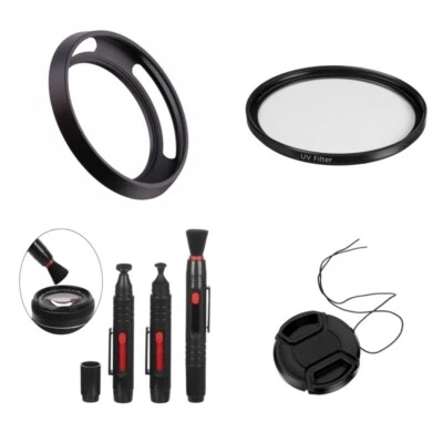 $21.99 • Buy 55mm Camera Bundle Slim Metal Lens Hood UV Filter Cap Brush For Sony Lens