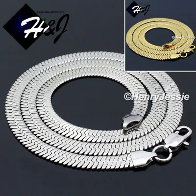 16 18 20 24 MEN Stainless Steel 6mm Silver/Gold Plated Herringbone Necklace*N159 • $16.99