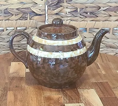 Vintage Arthur Wood English Round Teapot With Lid - Mottled Brown Tones • $20