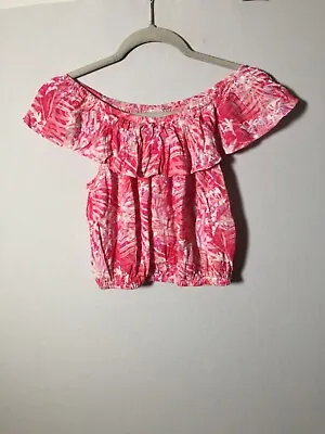 $16.84 • Buy Forever New Womens Pink Floral Off Shoulder Blouse Crop Top Size 8 Viscose