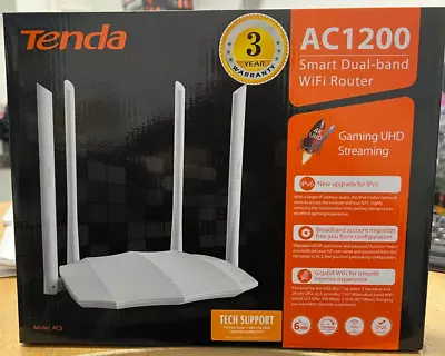 Tenda AC5 AC1200 Dual Band Wireless WiFi Router Dual Band 5GHz & 2.4GHz White • $27.99