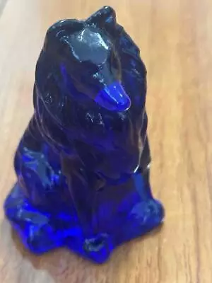 Vintage MOSSER Glass COLLIE DOG COBALT Blue Color EXCELLENT • $9.99