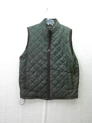 Tricots ST Raphael Mens Pocket Puffer Quilted Jacket Vest Olive Full Zip Sz L • $26.99