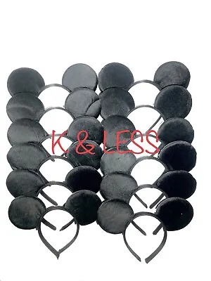 Mickey Mouse Ears Headbands 12 PCS Plush All Black Party Favors Birthday Costume • $14.90