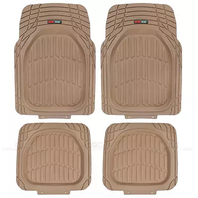 Deep Dish Heavy Duty Rubber Car Floor Mats 4pc Front Rear Tan Beige All Weather • $39.95