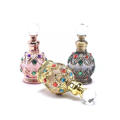 1* Vintage Metal Perfume Bottle Arabian Style Empty Refillable Bottle Containou • $4.89