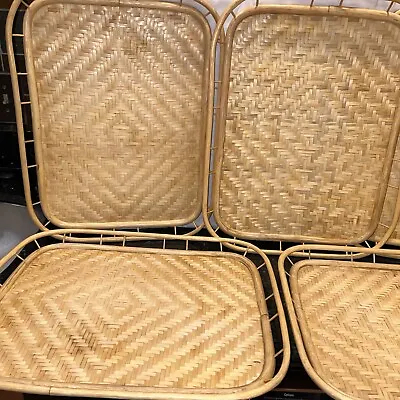 Vintage Wicker Serving Trays Lot Of 5 18 1/2”. • $35