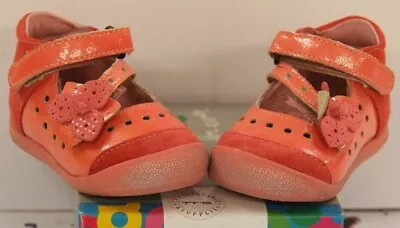 Babybotte 'siyou'  Coral Pink Girls Flower Leather Shoes Size Uk 5.5 Eu 22 • £12