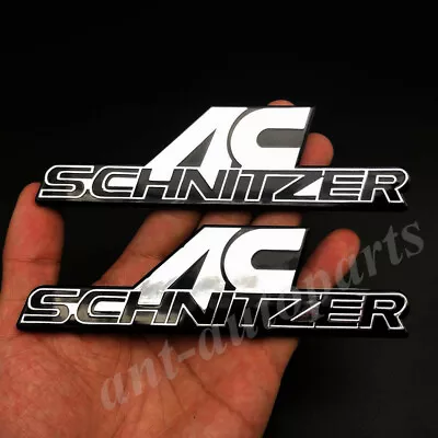 2pcs AC Schnitzer  Chrome Car Trunk Rear Fender Badge Emblem Decal Sticker • £10.78