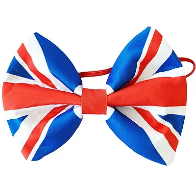 Union Jack Dicky Bow Tie British Flag Mens Ladies Fancy Dress Red White Blue • £2.98