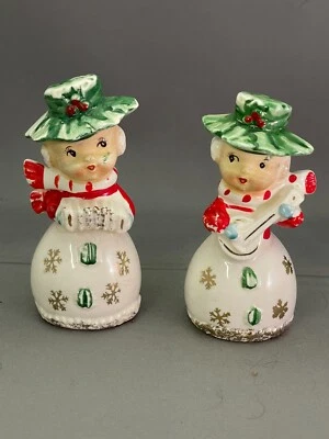 $29.95 • Buy Vtg Christmas Holly Musical Kids Banjo Accordion Salt Pepper Shakers Japan Nice!