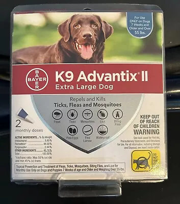 K9 Advantix II X LARGE Dog OVER 55 Lb * Repel & Kill Flea / Ticks * 2 Dose *New • $33.99