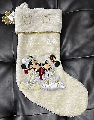 Vintage Disney Victorian Mickey & Minnie Mouse 18” Christmas Stocking NWT • $59.99