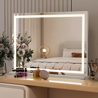 32'' Hollywood Vanity Makeup Mirror With LED Lights Metal Tabletop Wall Mounted • $118.99