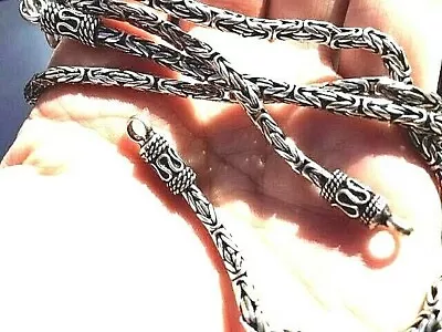 Amazing Bali 3 Mm Oxidized Sterling Silver Chain   .925 Pure Silver • $372.33