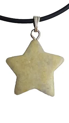 Pentagram STAR Serpentine Gemstone 20mm Pendant Healing Necklace Jewellery • £3