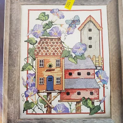 Hometown Counted Cross Stitch Kit Bird Houses Morning Glory Flowers Blankenship • $16.96