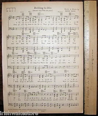 MOUNT HOLYOKE COLLEGE Original Vintage Song C 1929  Rolling To Rio  • $14.99