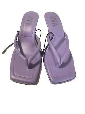 $39.88 • Buy NWT Zara Thong Heeled Sandals Lilac Size 39
