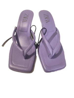 $39.88 • Buy NWT Zara Thong Heeled Sandals Lilac Size 39
