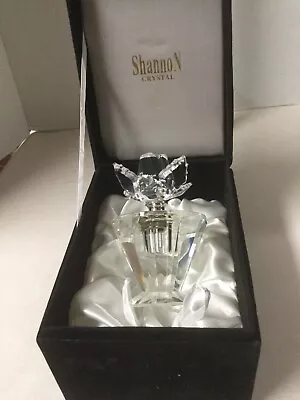 Vintage Shannon Clear Crystal Perfume Bottle Cut Crystal Rose Stopper W/Box Nice • $40