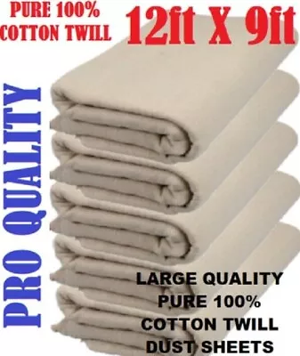 Heavy Duty 9ft X 12ft 100%cotton Twill Professional Decorating Large Dust Sheet • £132.25