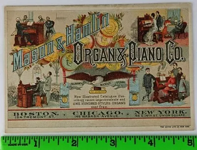 Vintage 1880's Unger Mason Hamlin Pianos Organs Family People Music Trade Card • $24.95