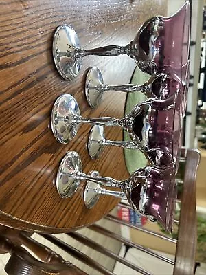 Set Of 6 Cambridge Faberware Champagne Chrome Cocktail Glasses • $50