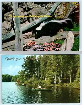 2 Postcards GREETINGS From ST. GERMAIN Wisconsin WI ~ 1961 Vilas County • $6.78