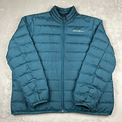 Eddie Bauer EB650 Jacket Mens 2XL Seafoam Green Down Puffer Full Zip Softshell • $32.99