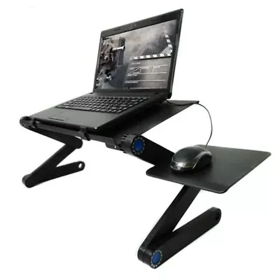 Portable Laptop USB Desktop Bracket Vertical Tray Foldable With Fan Mouse Board • £12.99