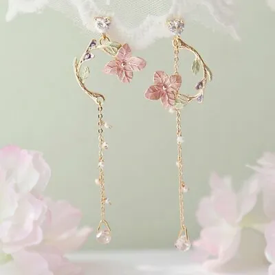 Fashion Long Tassel Zircon Crystal Earrings Stud Pearl Drop Dangle Women Jewelry • $2.61