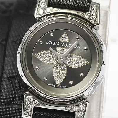 LOUIS VUITTON Tambour Bijou Q151K Diamond Gray Dial Quartz Ladies Watch_801927 • $1265.40