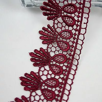 1.75  White Black Ivory Brown Red Gray Lilac Orange Venice Lace Trim By Yard • $11.99