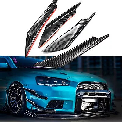 4x Carbon Fiber Front Bumper Canard Splitter Lip For Mitsubishi Lancer EVO X 10 • $19.99