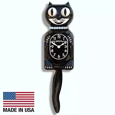 NEW Kit Cat Klocks Black Kitty Cat Lady Wall Clock Small 33cm • $109.95