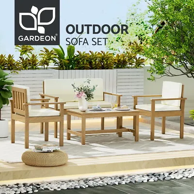 $451.20 • Buy Gardeon Outdoor Sofa Set 4-Seater Acacia Wood Lounge Setting Table Chairs