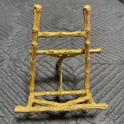 Beautiful Vintage Gold Tone Metal Faux Bamboo Easel/plate Picture Stand 5” • $9.99