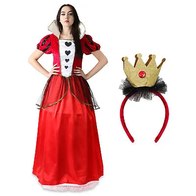 £19.99 • Buy Queen Of Hearts Deluxe Costume Fancy Dress Wonderland Adult Alice World Book Day