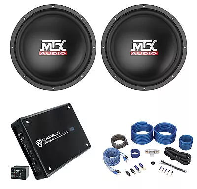 (2) MTX Terminator TN12-02 12” 800w Car Audio Subwoofers+Mono Amplifier+Amp Kit • $269.85