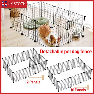 12/10 Panels Pet Dog Play Pen Puppy Rabbit Playpen DIY Detachable Cage Fence UK • £15.99