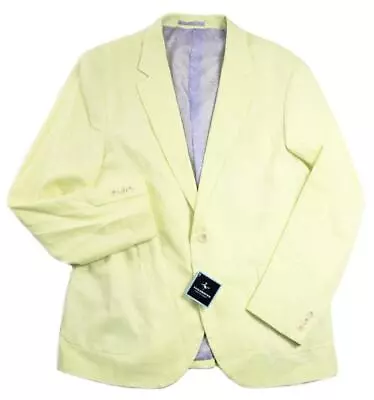 TailorByrd Mens Sport Coat Jacket Blazer 44R Linen Blend Lime Yellow $350 NEW • $87.98