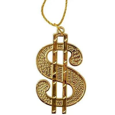 70s 80s Fancy Dress Gold Colour $ Dollar Medallion With Rope Chain Rapper New • £5.25