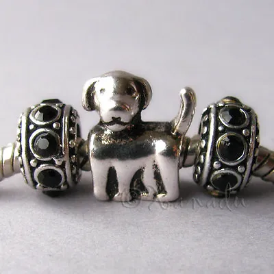 Labrador Puppy Dog Charm And Crystal Birthstones For European Style Charm Beads • $5.99