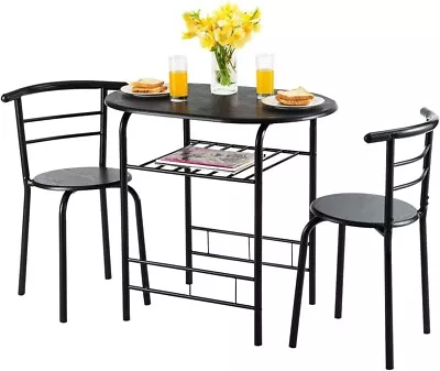 PHI VILLA 3 Piece Dining Set Bar Table Set W/ Storage Rack For Kitchen Breakfast • $97.99
