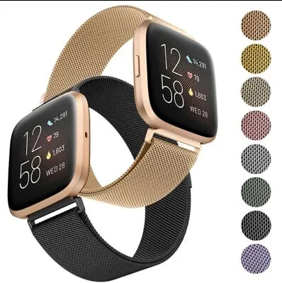 Replacement Strap For Fitbit Versa 4/3/2/Lite/Sens Metal Stainless Milanese Band • £5.95