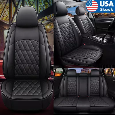 Full Surrounded 5-Seats Car Seat Cushions Covers PU Leather Protector Set Black • $60.20