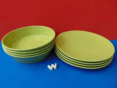 8 Vintage Genuine Melamine Aocado Green Plates & Bowls US Made Great Condition • $11.88